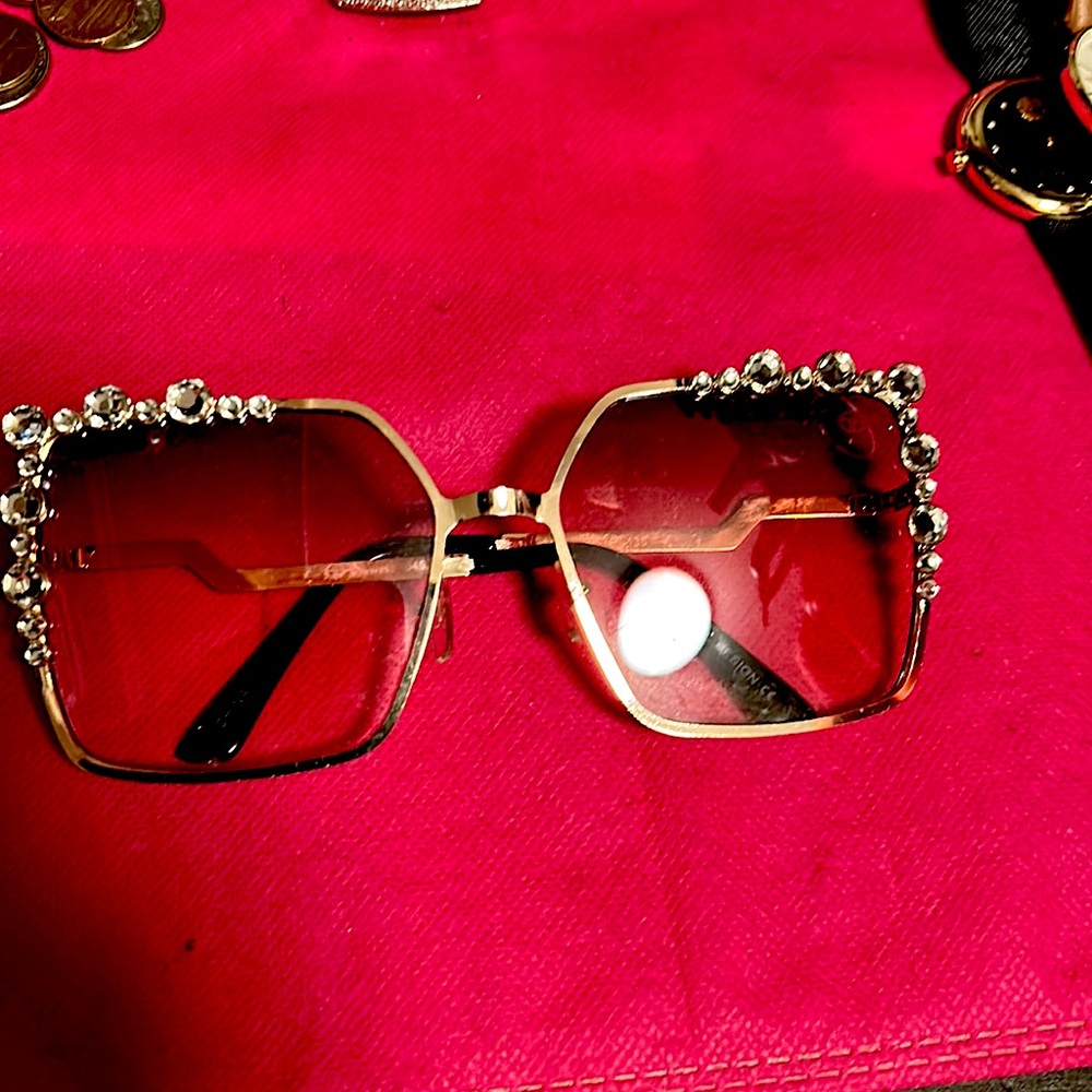 Italian Design Square Jeweled Sunglasses